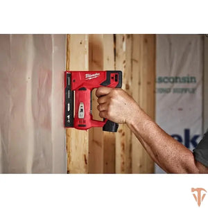 Milwaukee cordless 3/8 in crown stapler 12V lightweight compact design