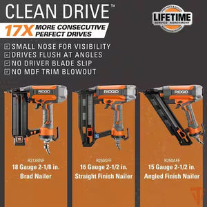 RIDGID 2-1/8 in. 18-Gauge Brad Nailer with CLEAN DRIVE Technology ridgid