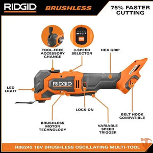 RIDGID 18V Brushless Cordless Multi-Tool – Tool Only – Open Box ridgid