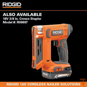 RIDGID Pneumatic 18-Gauge 1-1/2 in. Finish Stapler with Contractor's Bag ridgid
