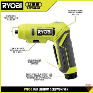 RYOBI USB Lithium Cordless Screwdriver Kit – Compact Precision with 2.0Ah Battery (Open Box) ryobi