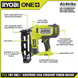 RYOBI ONE+ 18V AirStrike 16-Gauge Cordless Finish #condition_open-box