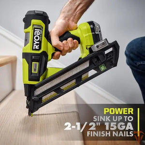 RYOBI ONE+ HP 18V Brushless 15-Gauge 34° Angled Finish Nailer – Pro Finish Power (Tool Only, Open Box) RYOBI