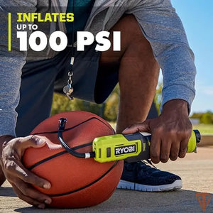 RYOBI USB Lithium Cordless Bike & Ball Pump Inflator Kit – Compact Portable Air with 2.0Ah Battery (Open Box) RYOBI