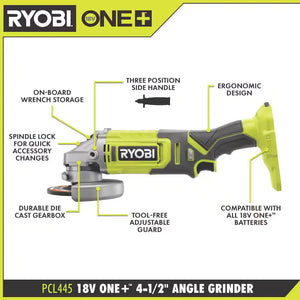 RYOBI PCL445B ONE+ 18V 4-1/2 in. Angle Grinder Tool Only