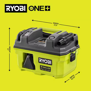 Ryobi PCL734B ONE+ 18V LINK Cordless 3 Gal. Wet/Dry Vacuum Tool Only