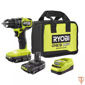 RYOBI ONE+ HP 18V Brushless Cordless Compact 1/2in. Drill/Driver Kit with (2) 1.5 Ah Batteries and Charger RYOBI