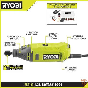 RYOBI 1.2 Amp Corded Rotary Tool – Precision Detailing & Craft Control (Open Box) RYOBI