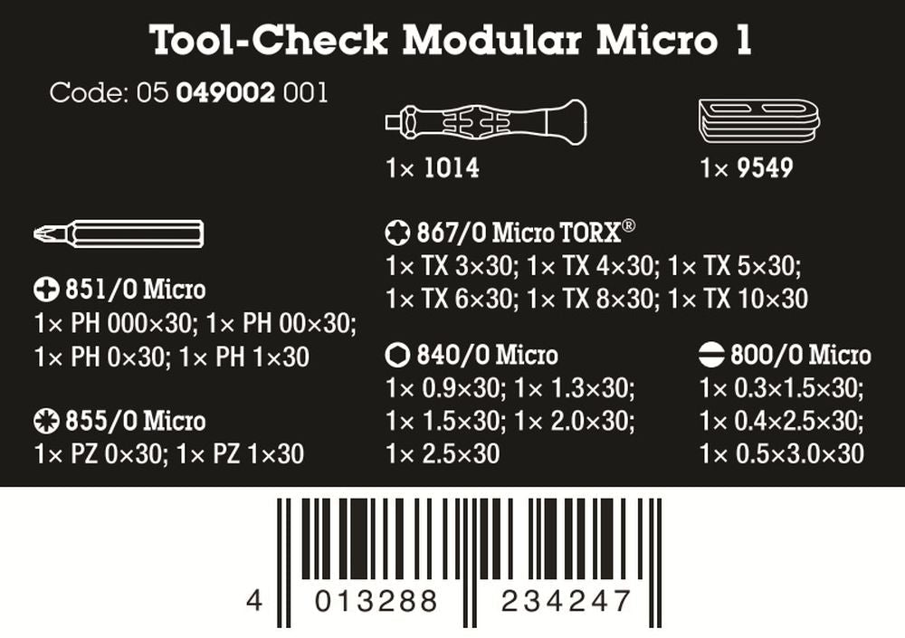 Wera Tool-Check Modular Micro 1 Precision Screwdriver Set 21 Pieces 05049002001 Mr. Tools