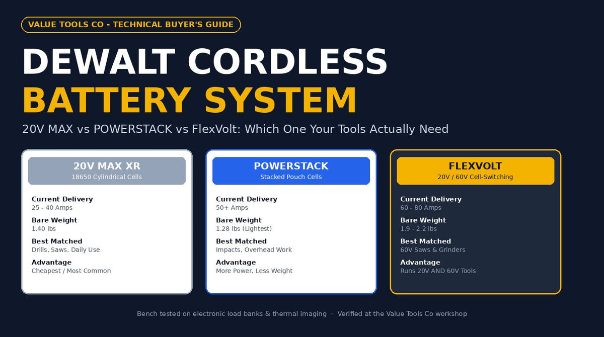 DeWalt Batteries Explained: 20V MAX vs POWERSTACK vs FlexVolt - Value Tools Co