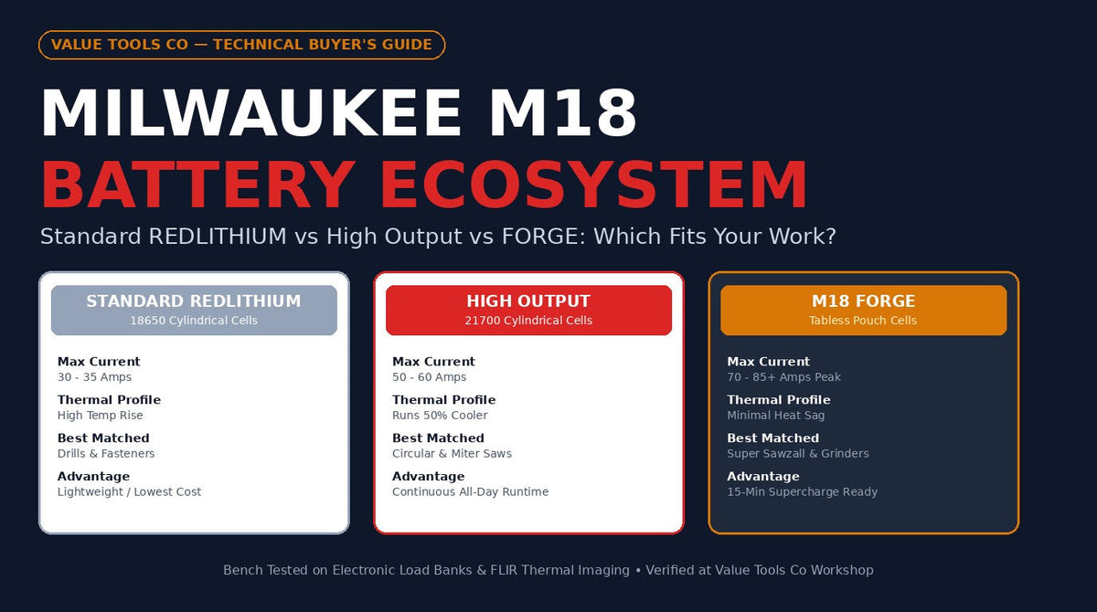 Milwaukee M18 Batteries Compared: Standard vs High Output vs FORGE - Value Tools Co