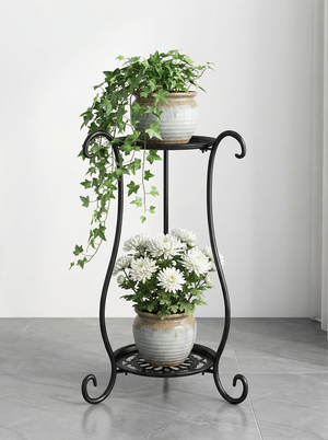 Two-Tier Metal Plant Stand – Double Layer Iron Flower Rack for Indoor & Outdoor Plants 2Dropme