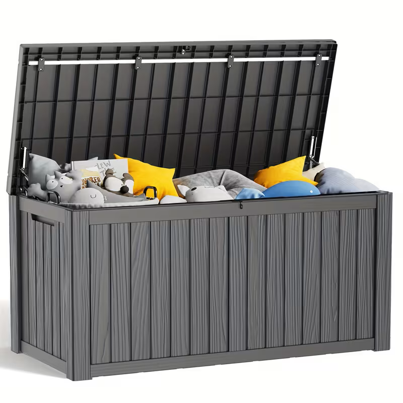 75 Gallon Heavy-Duty Outdoor Deck Box – Waterproof Patio Storage Box with Hinged Lid, Lockable & Easy Assembly 2Dropme