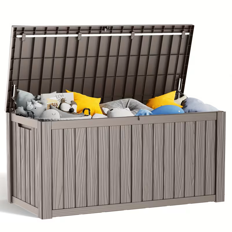 75 Gallon Heavy-Duty Outdoor Deck Box – Waterproof Patio Storage Box with Hinged Lid, Lockable & Easy Assembly 2Dropme