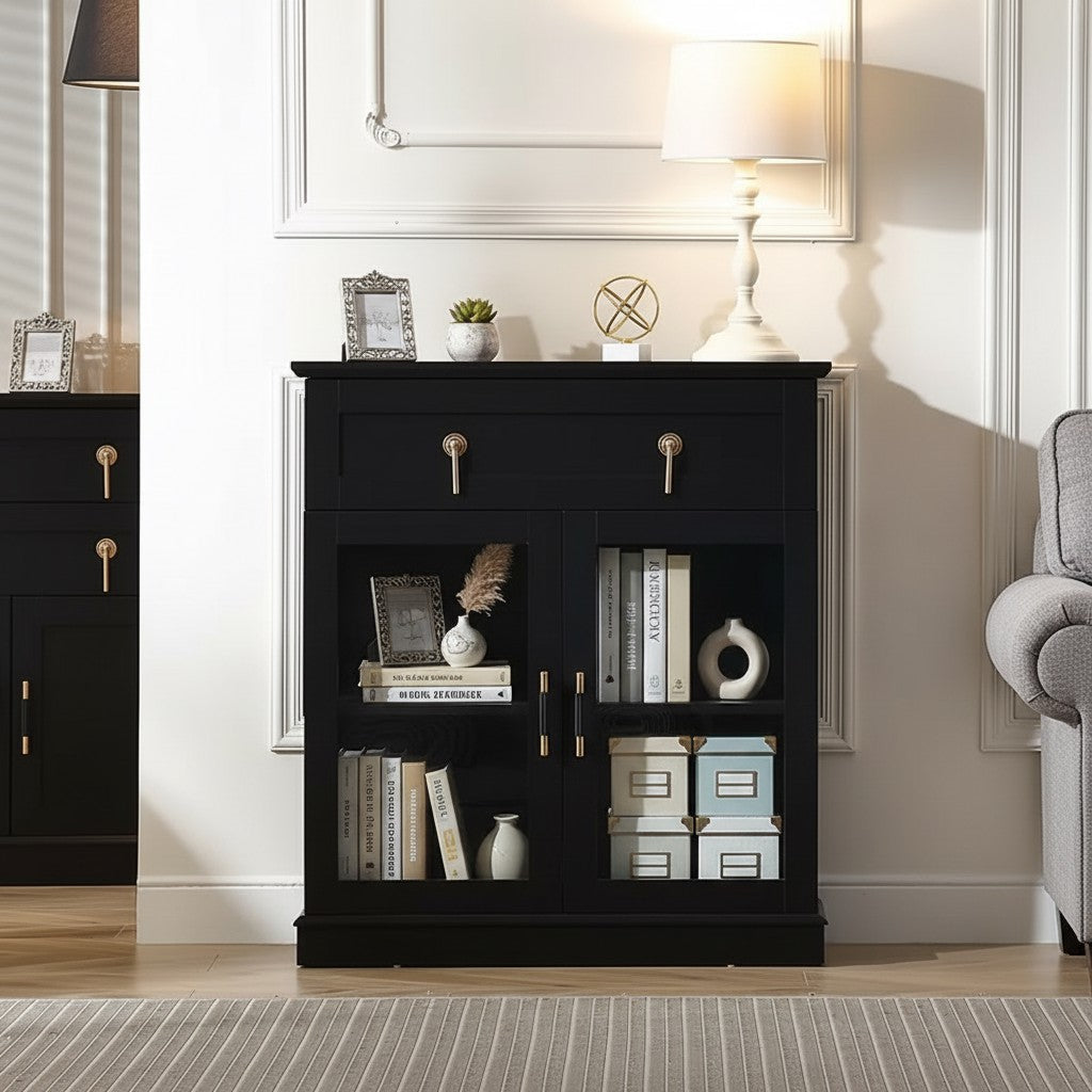 Modern Glass Door Cabinet – 3 Styles | Adjustable Shelves | Compact Storage Cupboard 2Dropme