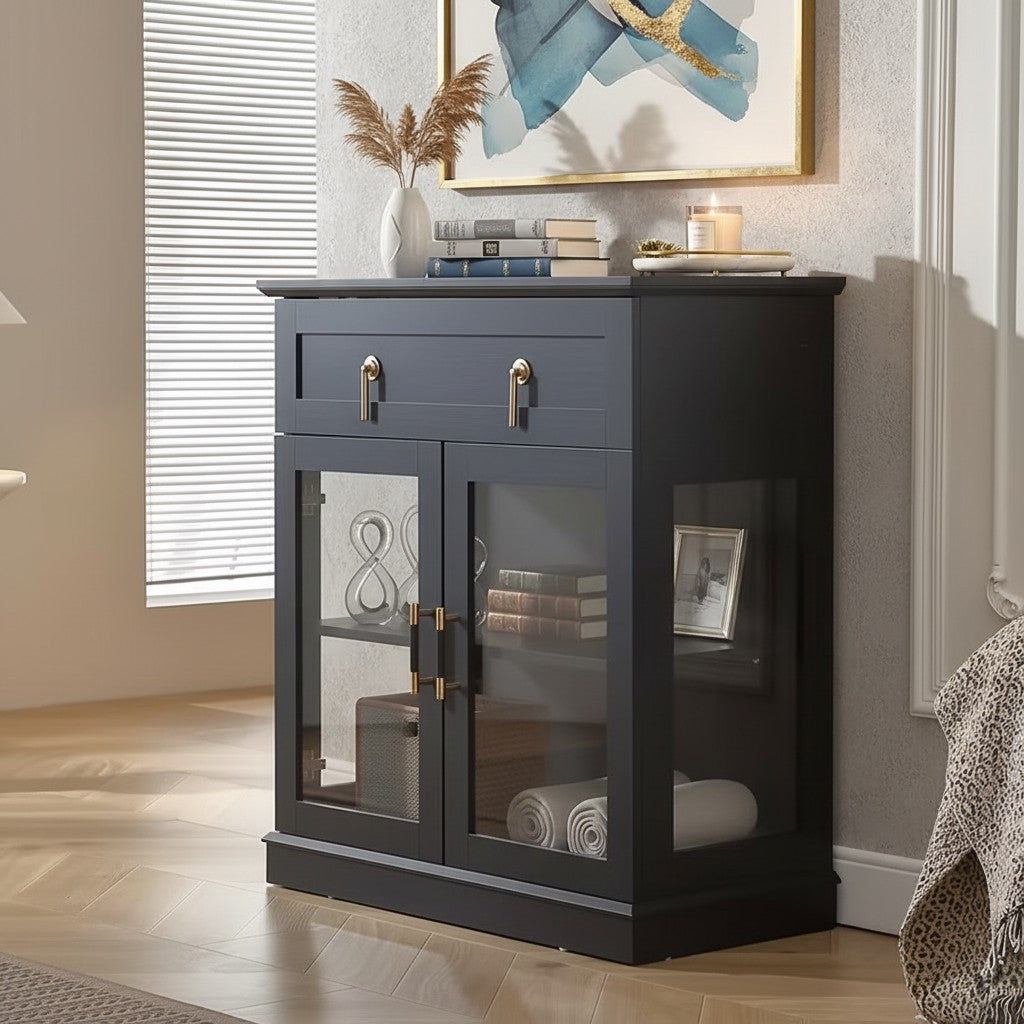 Modern Glass Door Cabinet – 3 Styles | Adjustable Shelves | Compact Storage Cupboard 2Dropme