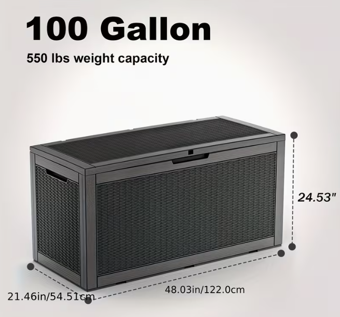 75 Gallon Heavy-Duty Outdoor Deck Box – Waterproof Patio Storage Box with Hinged Lid, Lockable & Easy Assembly 2Dropme