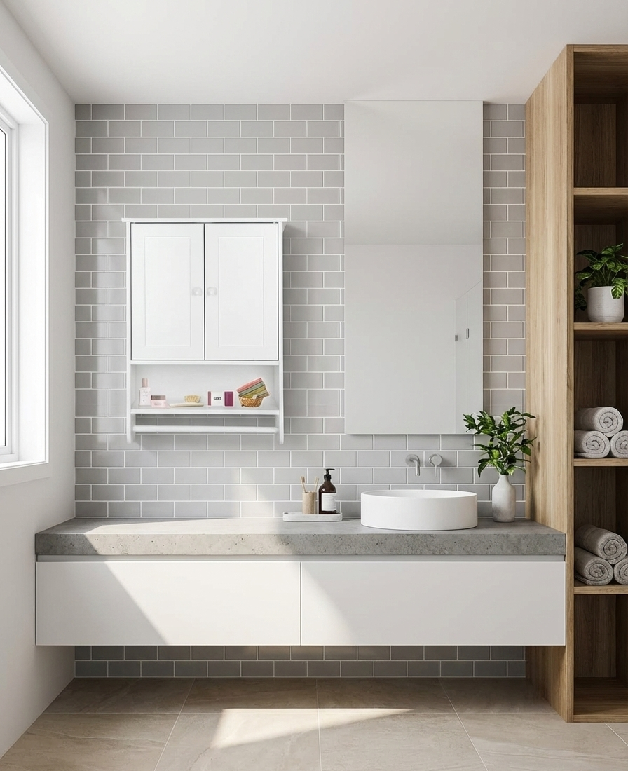 Modern Wall Mounted Bathroom & Kitchen Storage Cabinet – Space-Saving Organizer 2Dropme