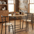 3-Piece Dining Set for 2 – Minimalist Wooden Table + 2 Metal Frame Chairs