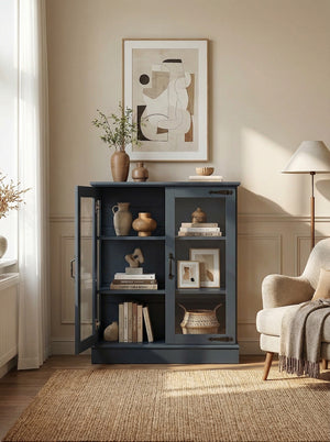 Modern Glass Door Cabinet – 3 Styles | Adjustable Shelves | Compact Storage Cupboard 2Dropme