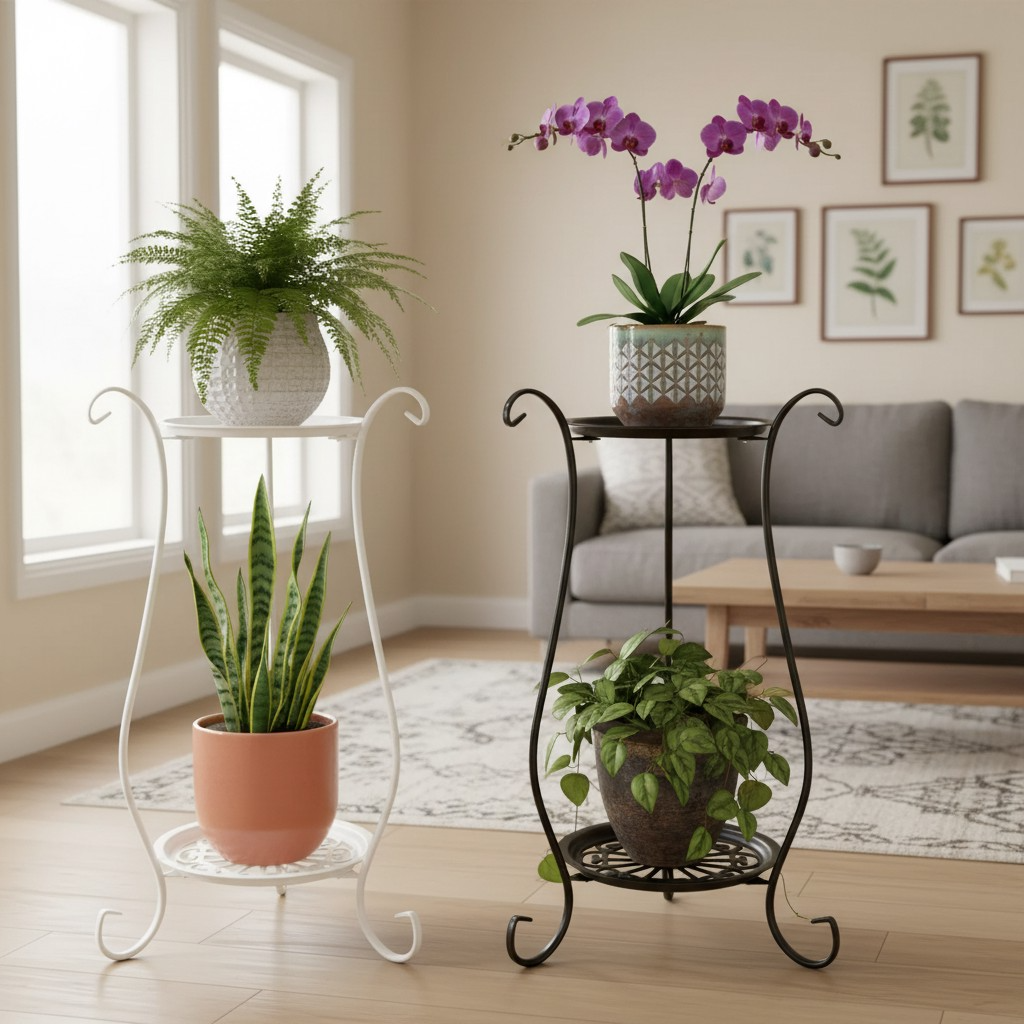 Two-Tier Metal Plant Stand – Double Layer Iron Flower Rack for Indoor & Outdoor Plants 2Dropme