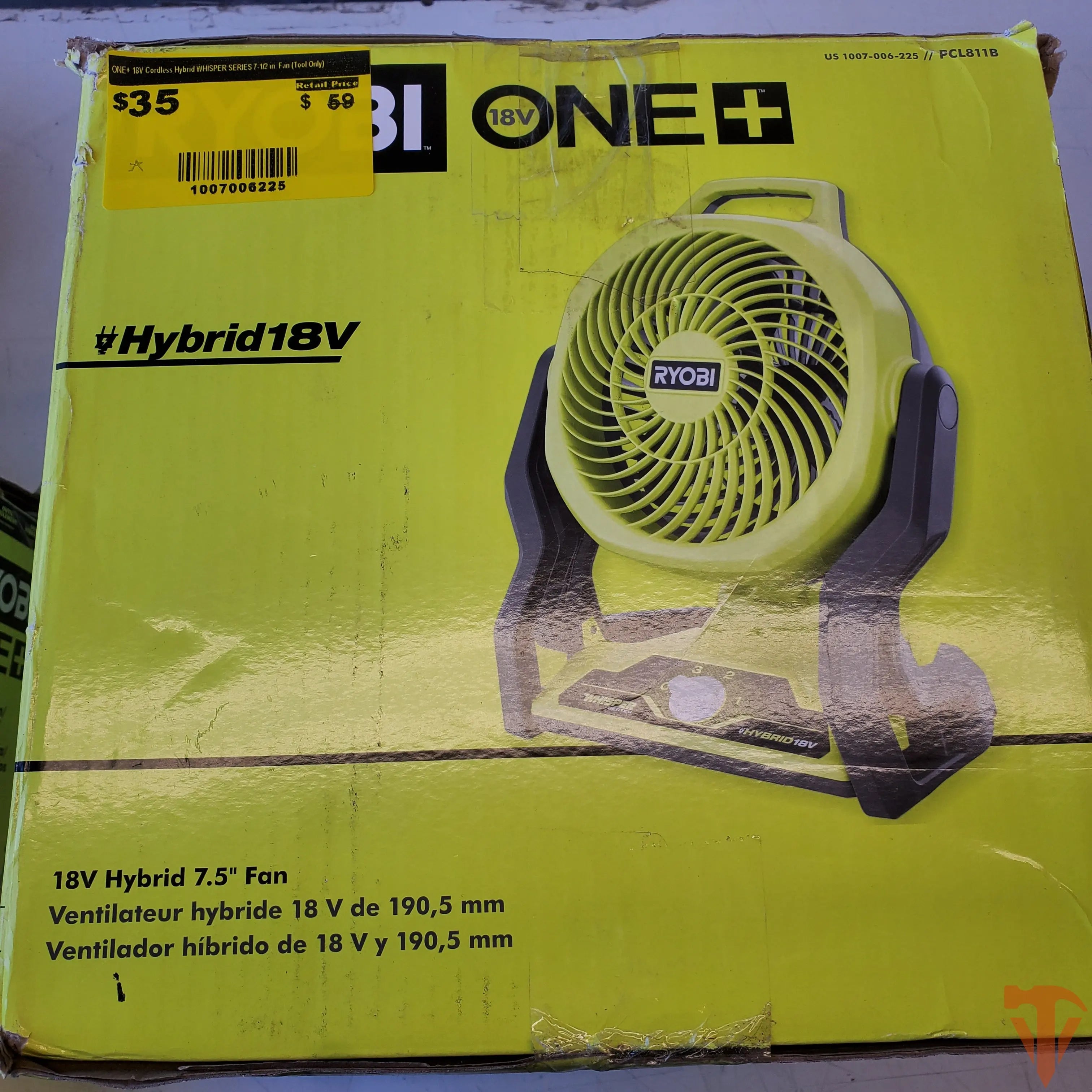 RYOBI ONE+ 18V Cordless Hybrid WHISPER SERIES 7-1/2 in. Fan (Tool Only ...
