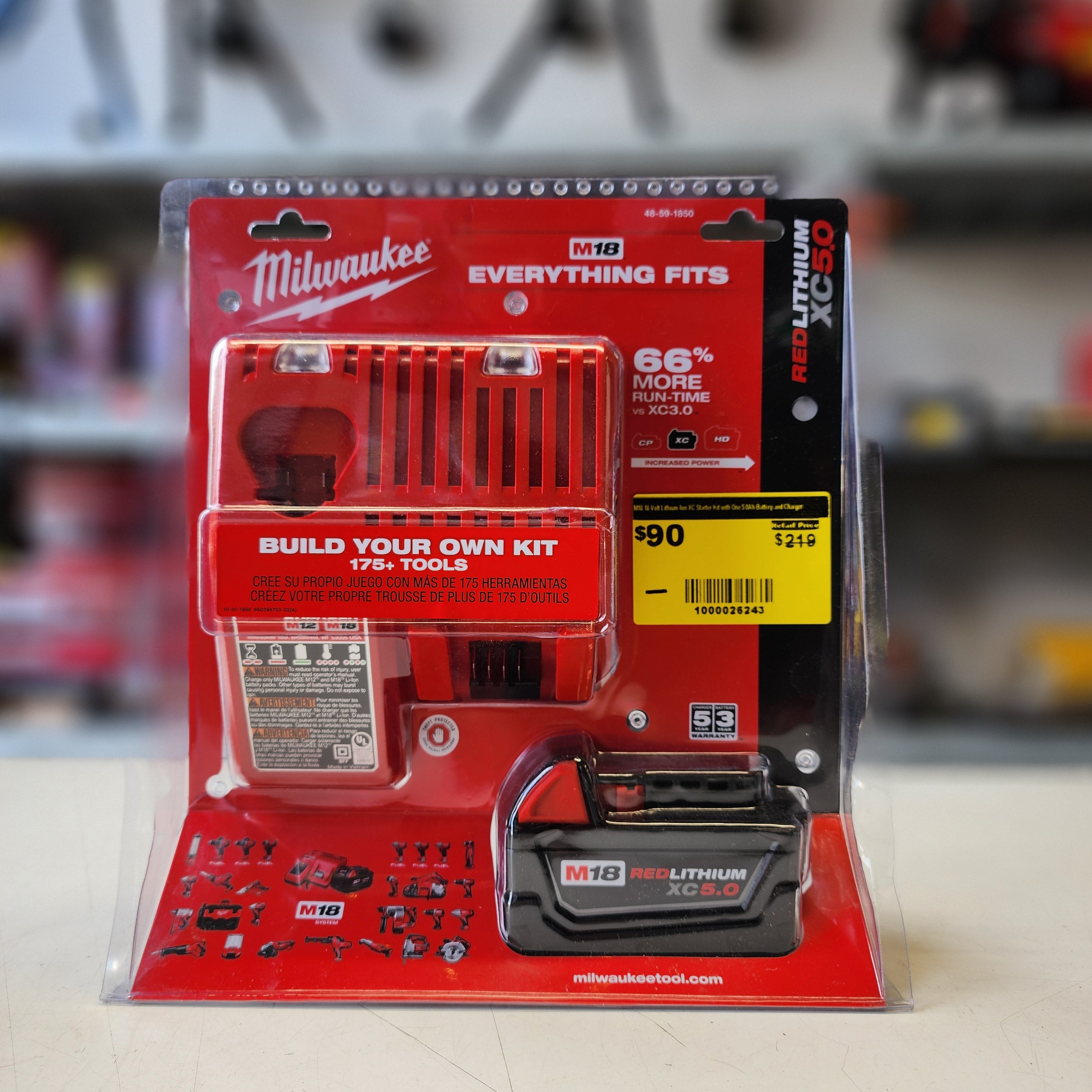 Milwaukee M18 battery and charger set for cordless tools