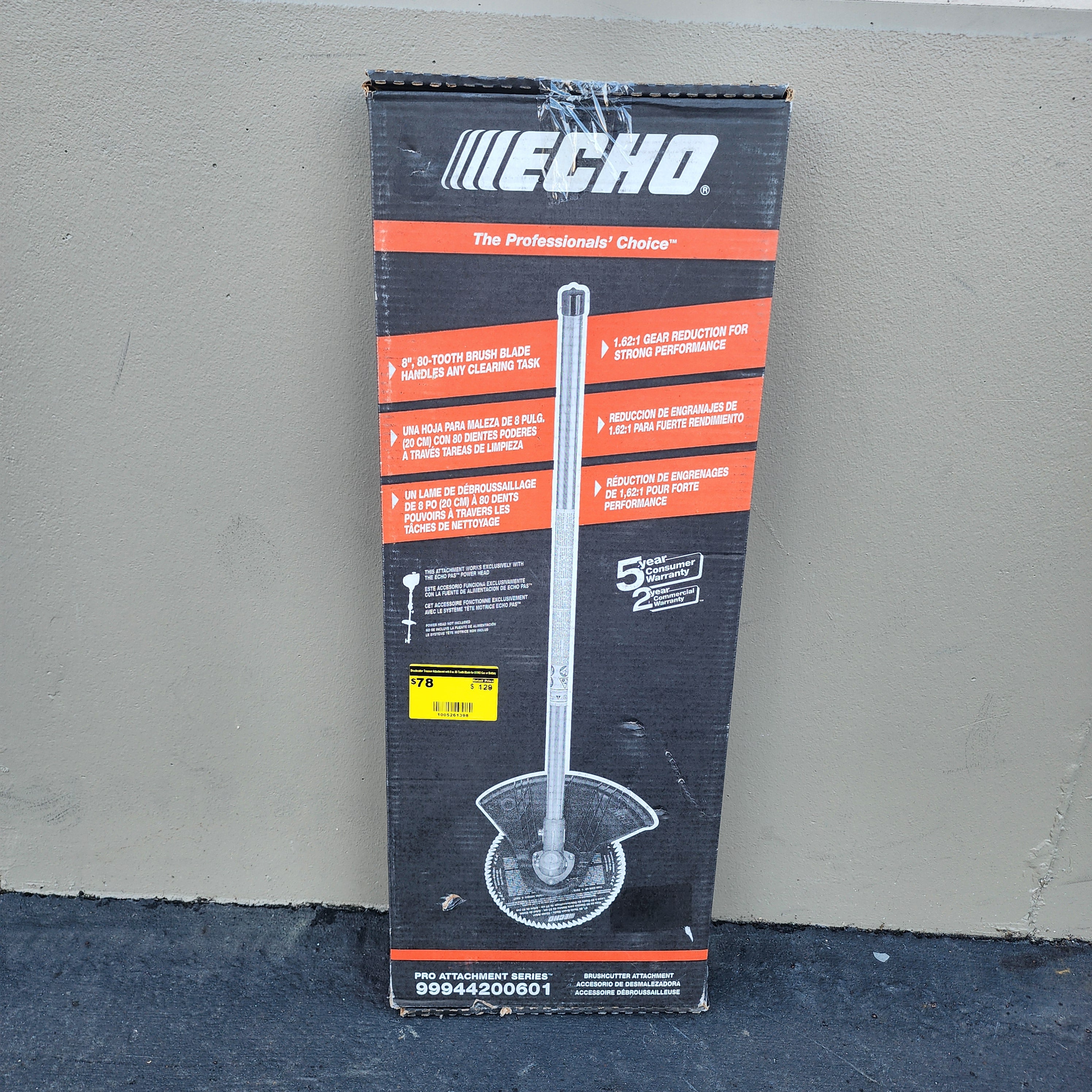 ECHO brushcutter attachment with 8 inch 80 tooth blade for heavy duty cutting