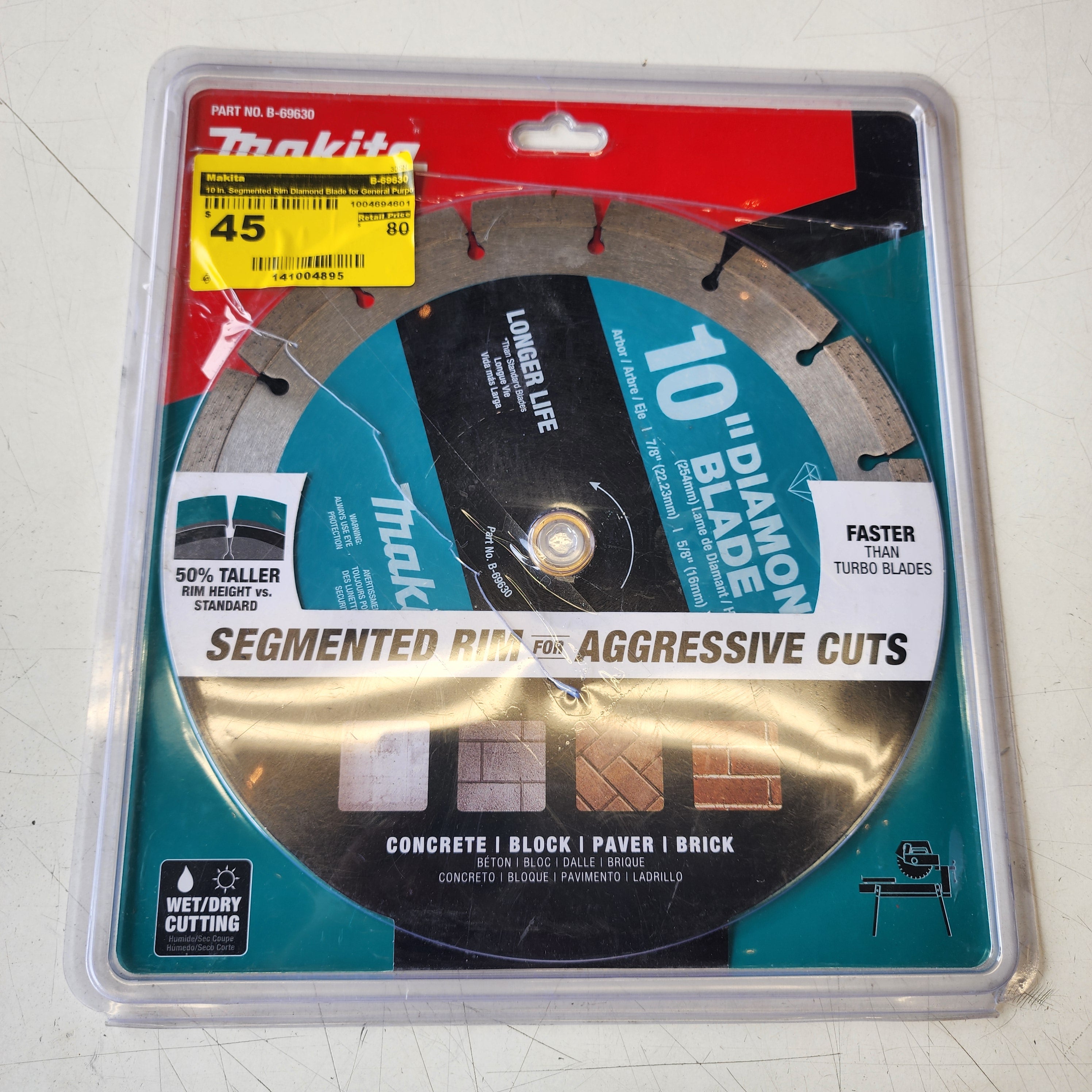 Makita 10 in diamond blade for masonry concrete and block cutting