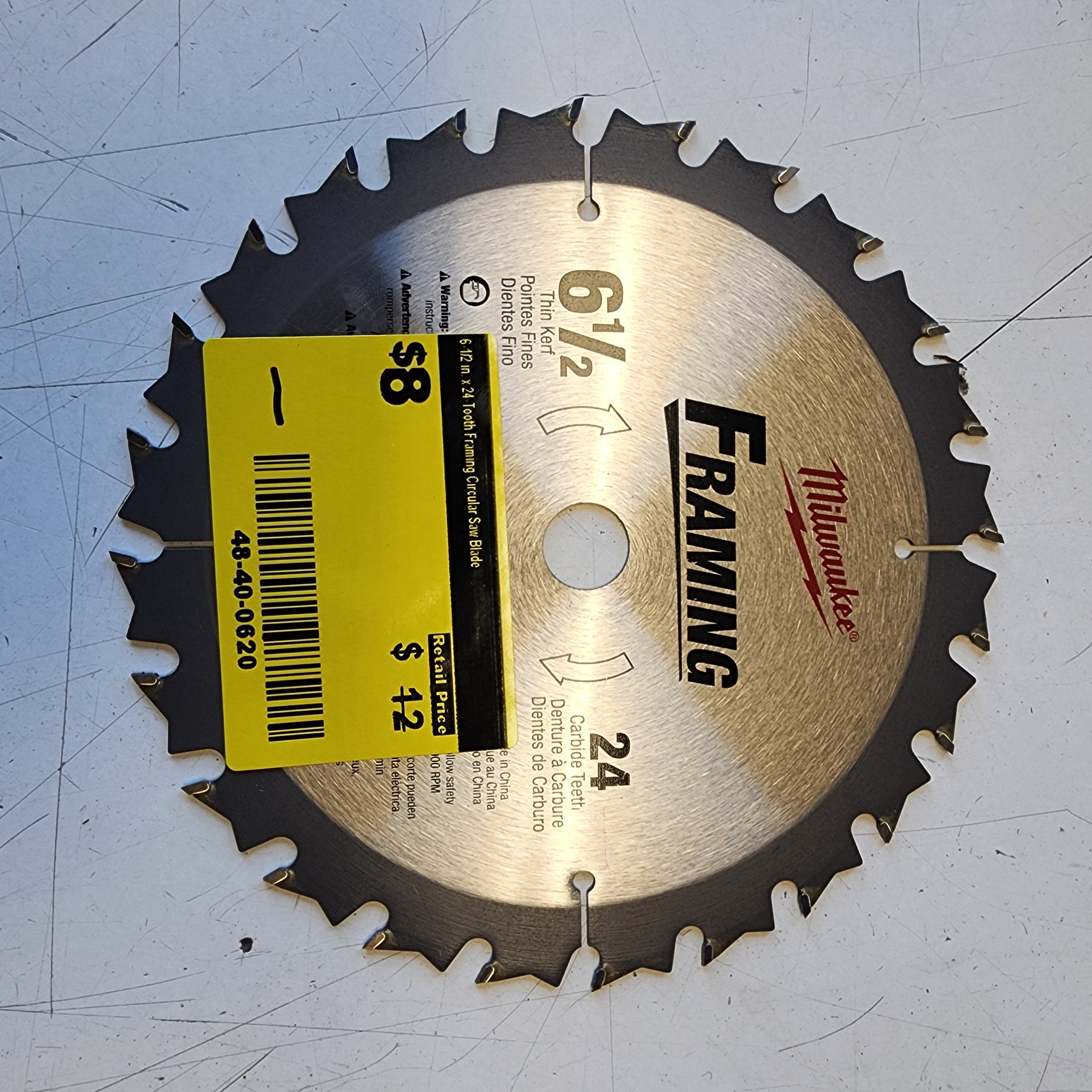 Milwaukee 24T circular saw blade for framing lumber and plywood