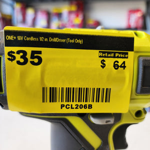 RYOBI 18V cordless drill driver 1/2 inch chuck tool only