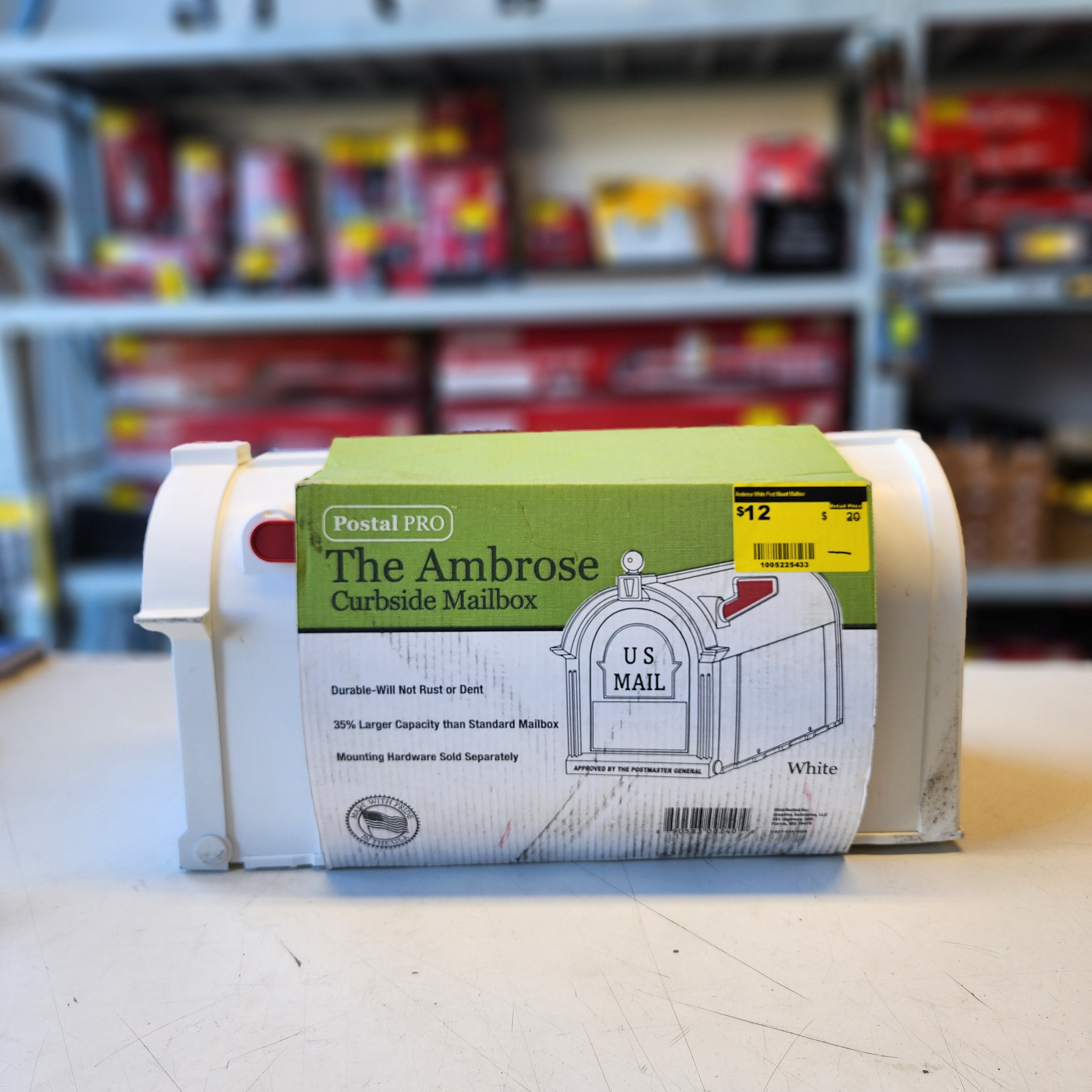 Gibraltar Ambrose White Post Mount Mailbox
