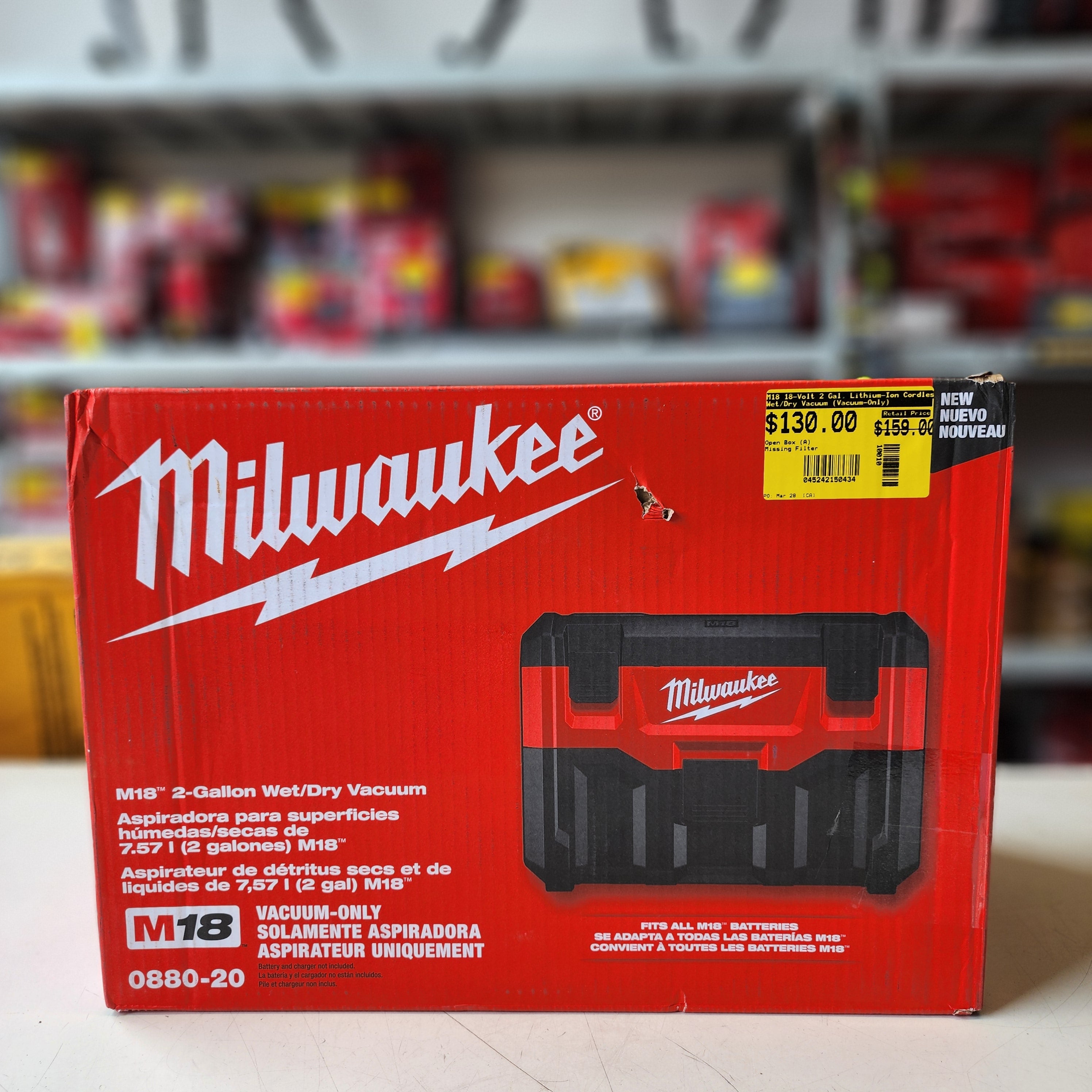 Milwaukee 0880-20 vacuum open box tested working