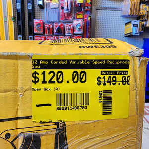 DEWALT DWE305 corded reciprocating saw for cutting wood and metal