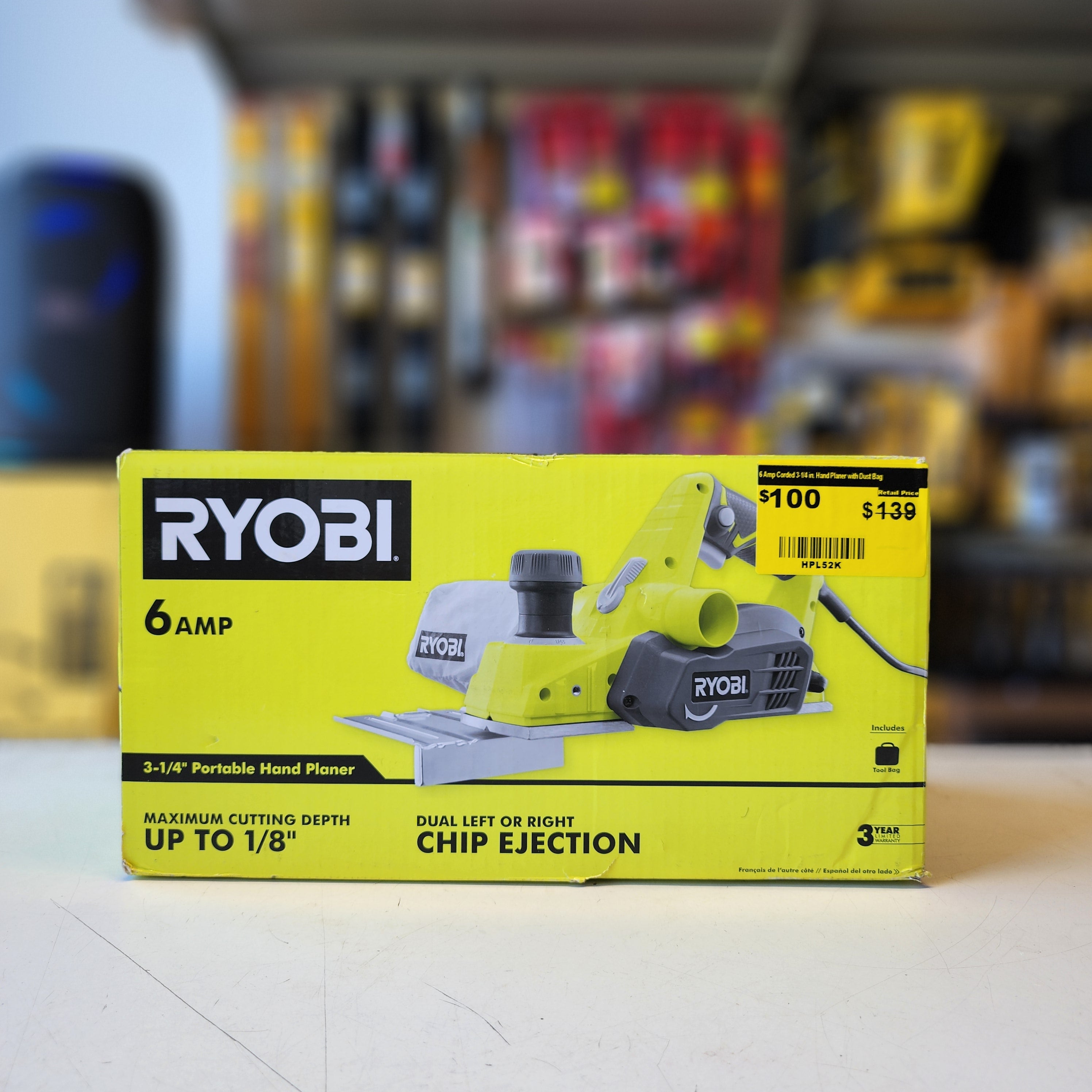 RYOBI corded hand planer HPL52K 3-1/4 in blade with dust collection bag