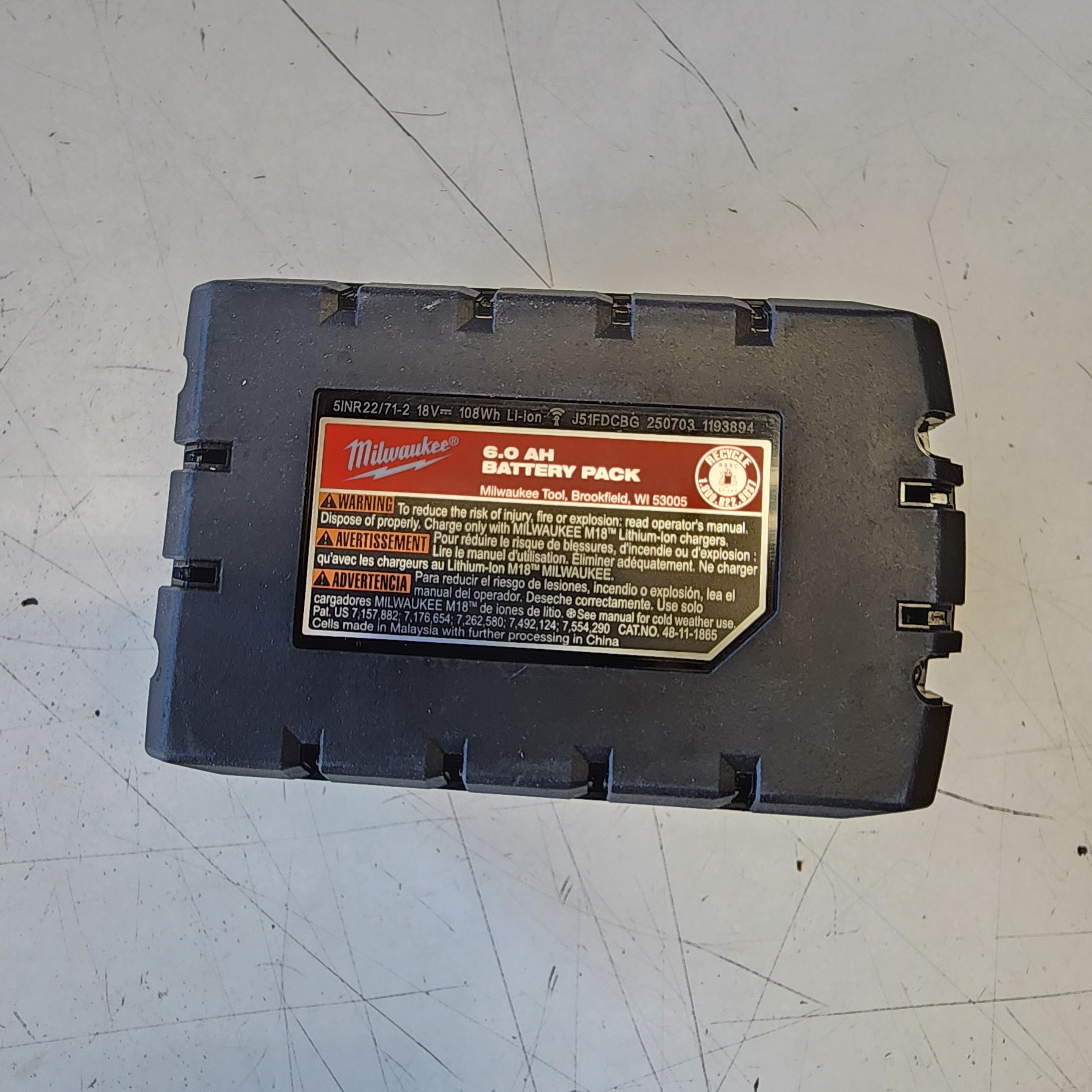 Milwaukee 18-Volt lithium-ion battery for drills and saws