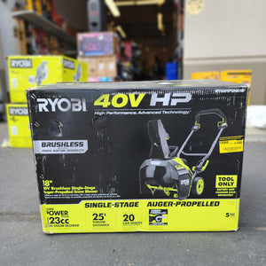 compact single-stage cordless snow blower by Ryobi for home use