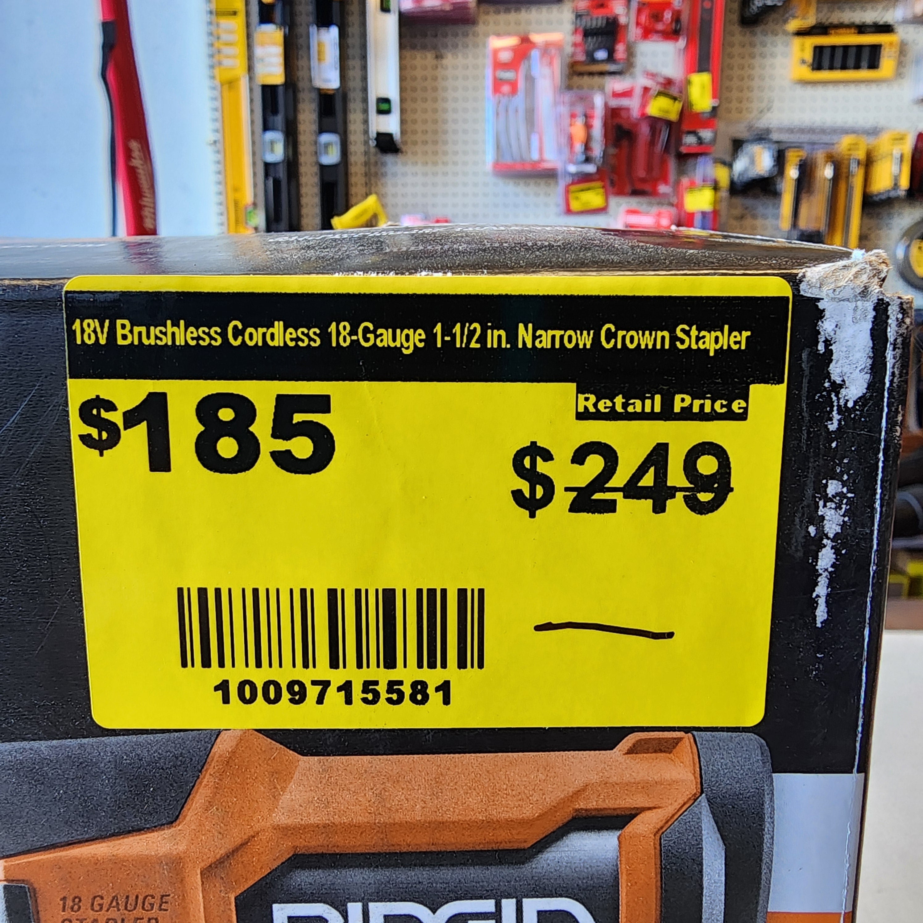 RIDGID 18 gauge stapler brushless tool