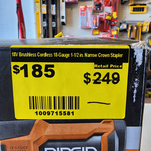 RIDGID 18 gauge stapler brushless tool