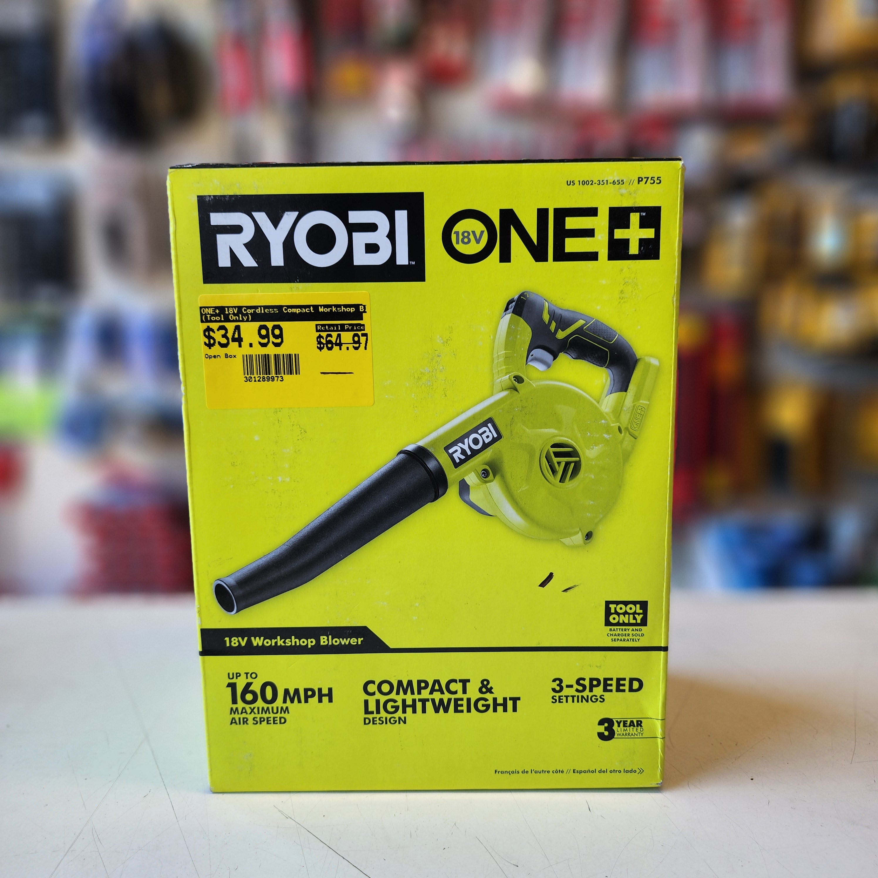 RYOBI ONE+ 18V Cordless Compact Workshop Blower RYOBI