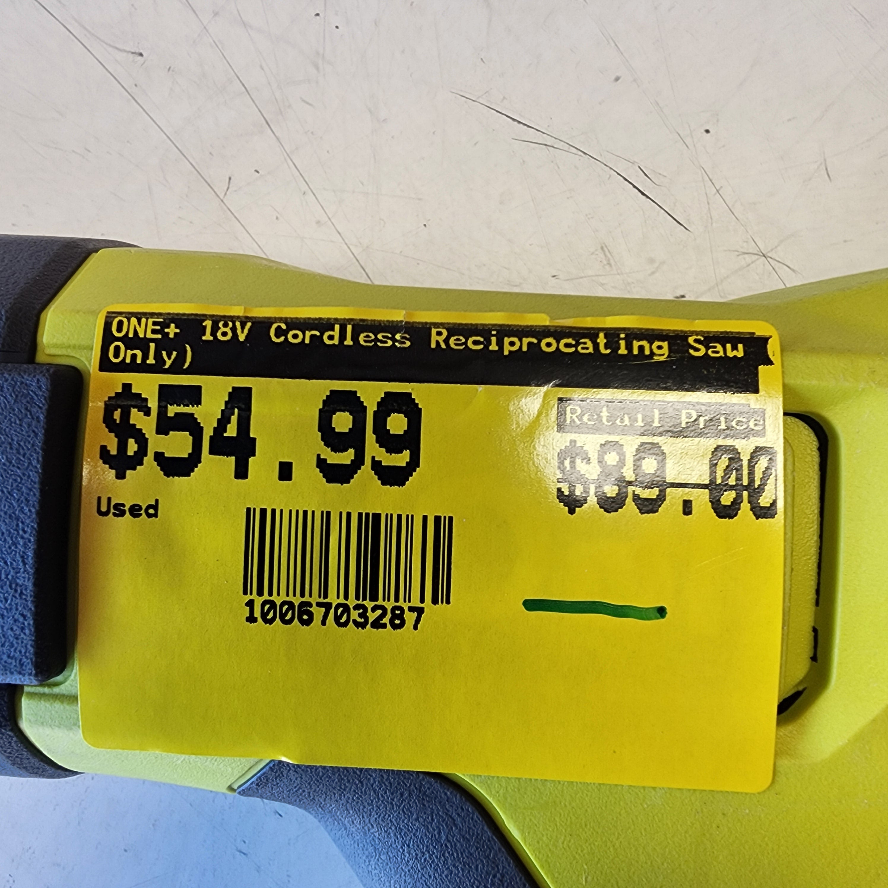RYOBI ONE+ 18V Cordless Reciprocating Saw (Tool Only) RYOBI