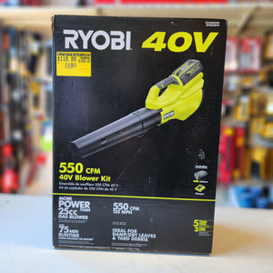 RYOBI 40V 550 CFM Cordless Leaf Blower Kit with Battery RYOBI