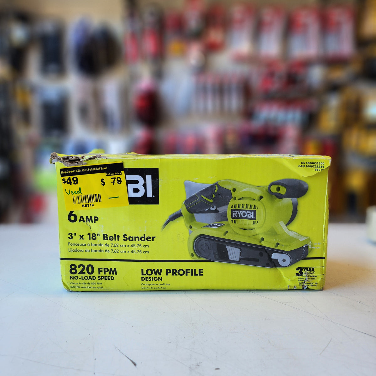 RYOBI BE319 RYOBI BE319 6 Amp Corded 3 in. x 18 in. Portable Belt Sander - Used | #condition_used