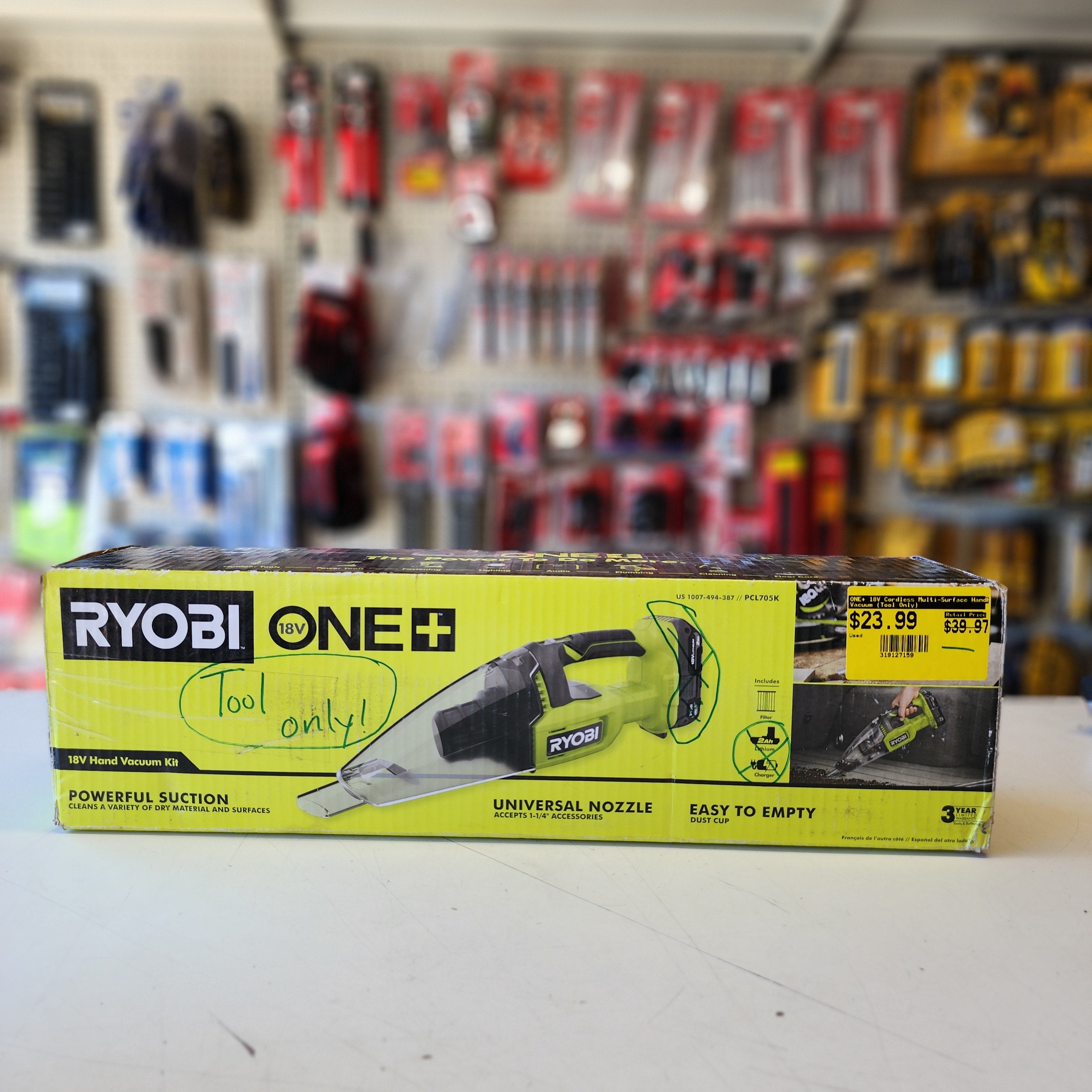 RYOBI ONE+ 18V Cordless Multi-Surface Handheld Vacuum Tool Only RYOBI