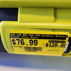 RYOBI 40V 120 MPH 550 CFM Cordless Battery Leaf Blower Tool Only RYOBI