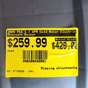 RYOBI 3000 PSI 1.1 GPM Cold Water Electric Pressure Washer RYOBI