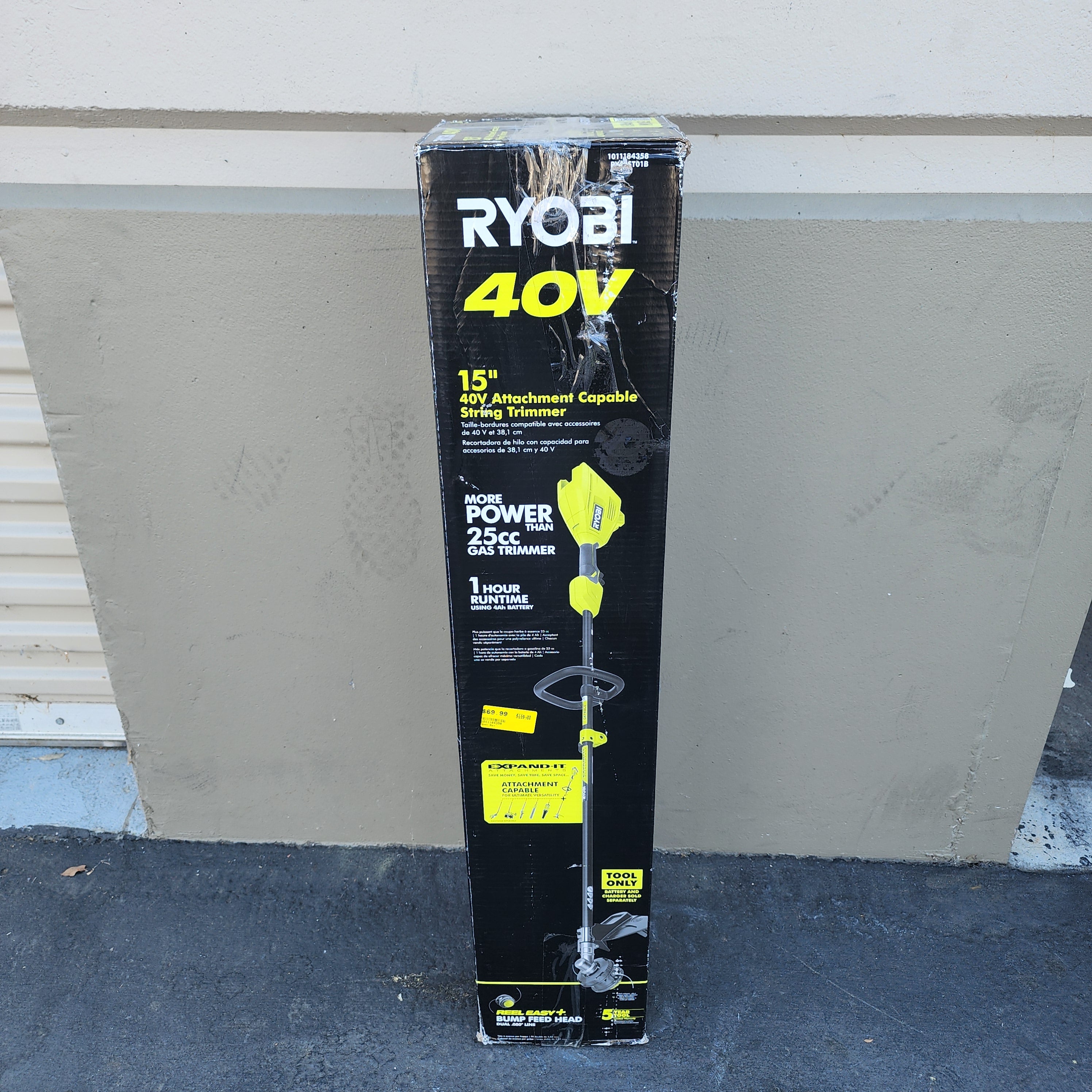 RYOBI Recortadora de hilo de 40 V y 15 pulgadas, con capacidad para accesorios Expand-It, sin batería ni cargador.