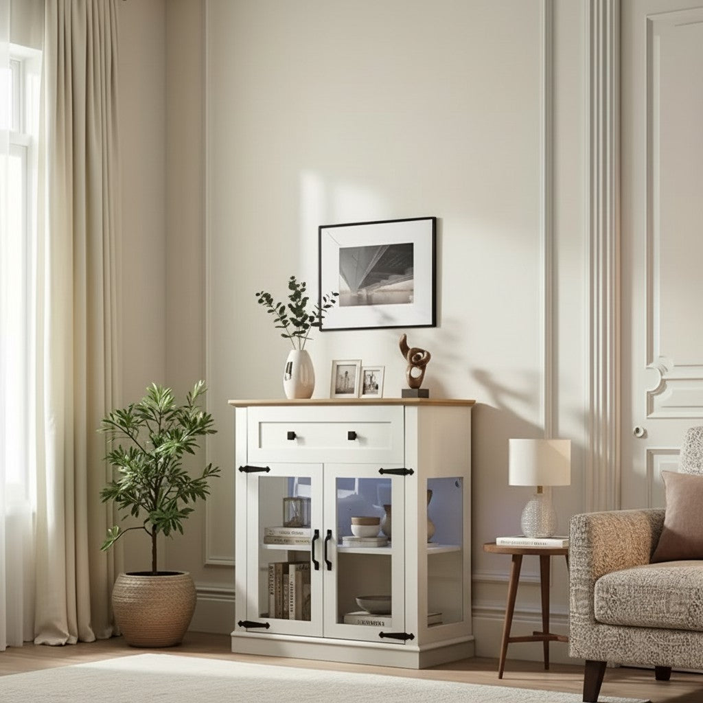 Modern Glass Door Cabinet – 3 Styles | Adjustable Shelves | Compact Storage Cupboard 2Dropme