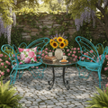 50-Inch Outdoor Garden Bench with Iron Metal Frame – Patio Porch Lawn Yard Bench – Multiple Colors 2Dropme