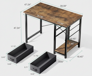 40/47 Inch Computer Desk with Fabric Storage Drawers, Modern Home Office Table 2Dropme